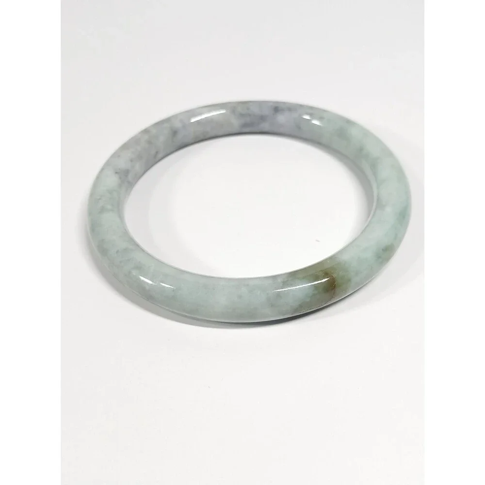 Jadeite Jade Bangle Bracelet Light Green Grey ~2.5